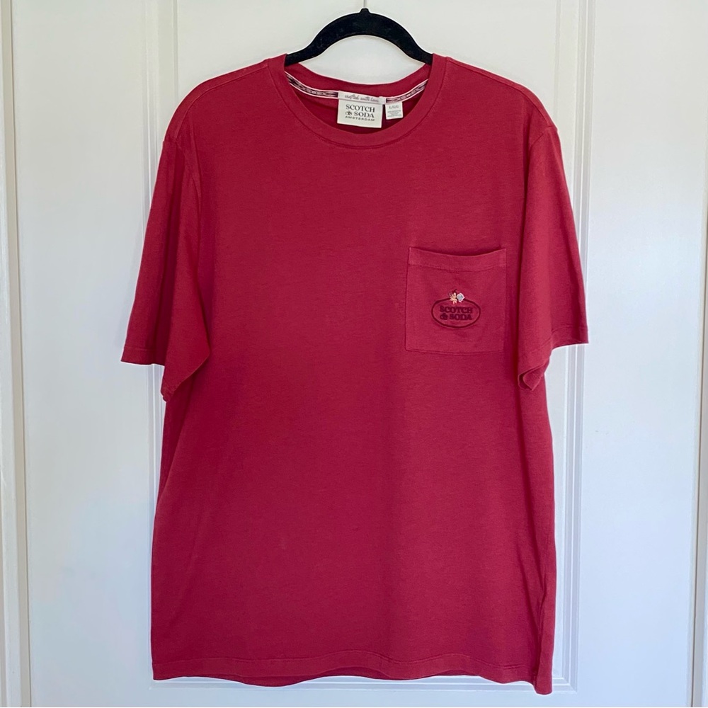 NWT Scotch & Soda Men's 100% Cotton Embroidered Pocket Tee Size Large